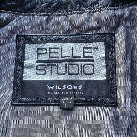 Wilsons Soft Plush Leather PELLE Studio Mid Long Jacket Coat Lined Womens Size L - Picture 3 of 14